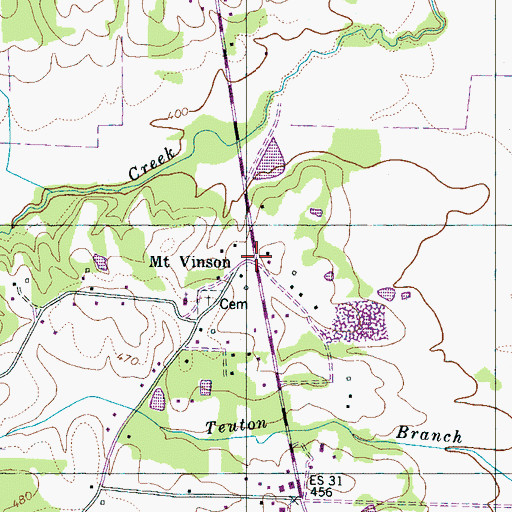 Topographic Map of Mount Vinson, TN