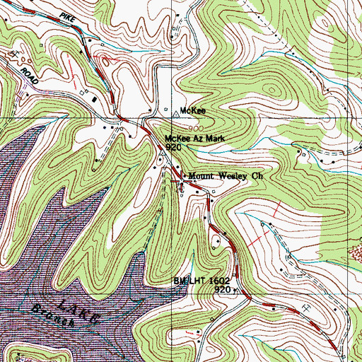 Topographic Map of Mount Wesley Church, TN