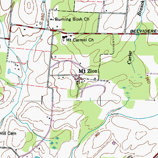 Topographic Map of Mount Zion, TN