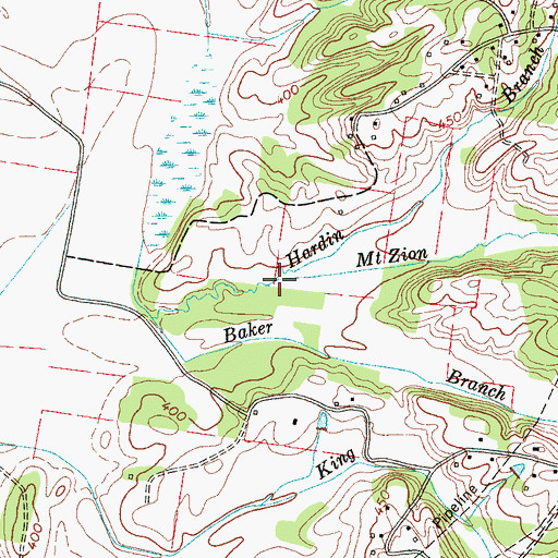 Topographic Map of Mount Zion Branch, TN