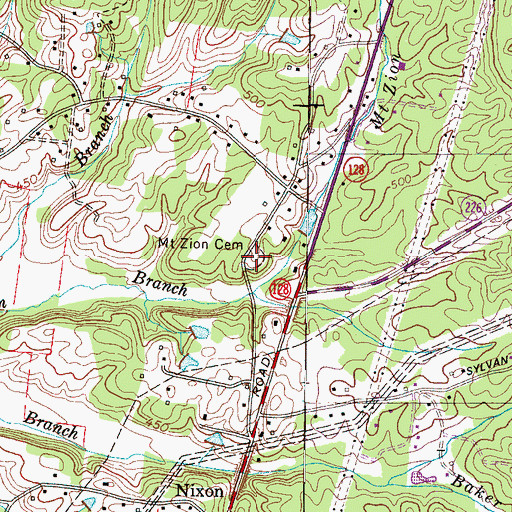 Topographic Map of Mount Zion Cemetery, TN