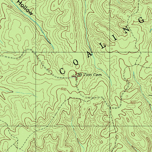 Topographic Map of Mount Zion Cemetery, TN
