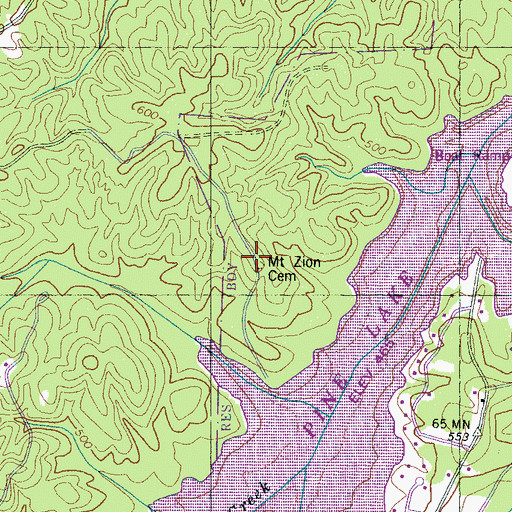 Topographic Map of Mount Zion Cemetery, TN