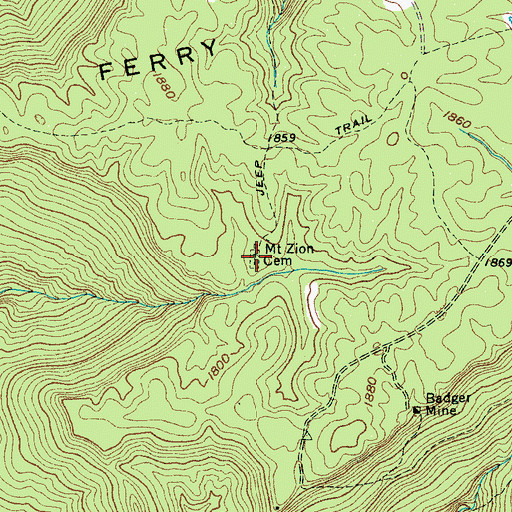 Topographic Map of Mount Zion Cemetery, TN