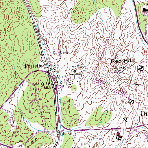 Topographic Map of Mount Zion Baptist Church, TN