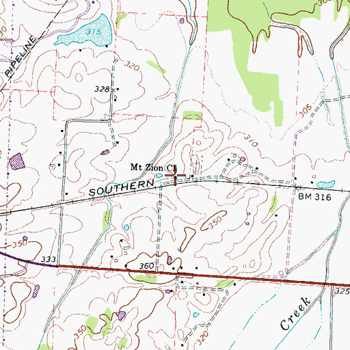 Topographic Map of Mount Zion Church, TN
