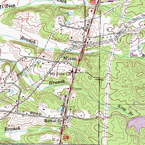 Topographic Map of Mount Zion Church of God, TN