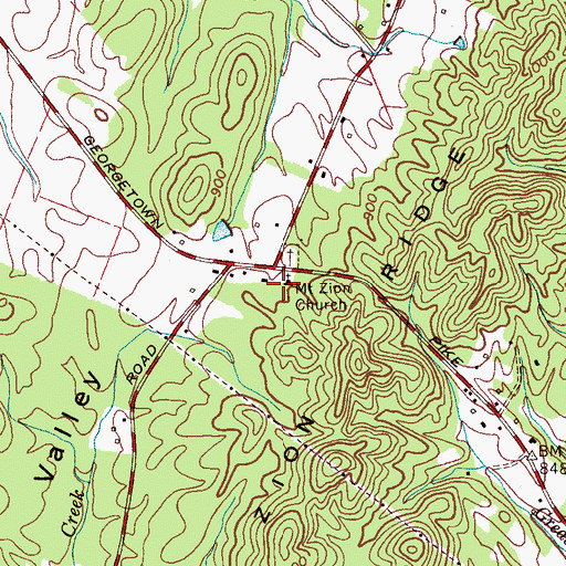 Topographic Map of Mount Zion Methodist Church, TN