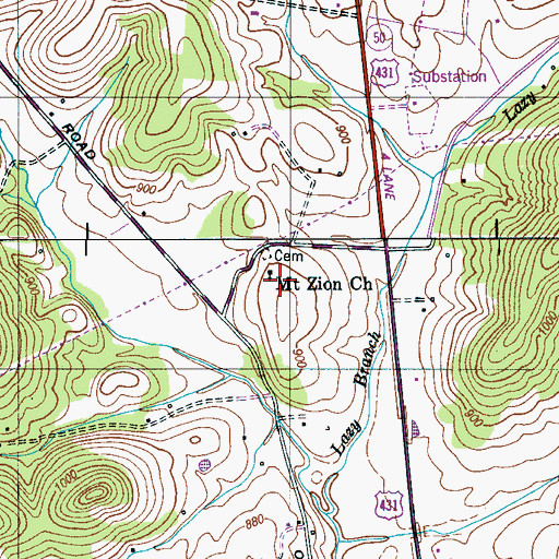 Topographic Map of Mount Zion Church, TN