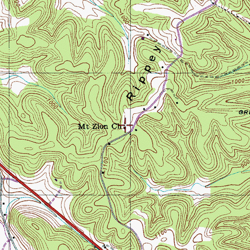 Topographic Map of Mount Zion Church, TN