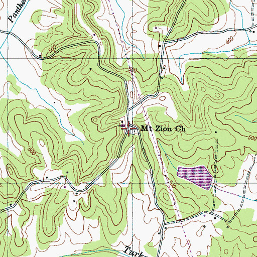 Topographic Map of Mount Zion Baptist Church, TN