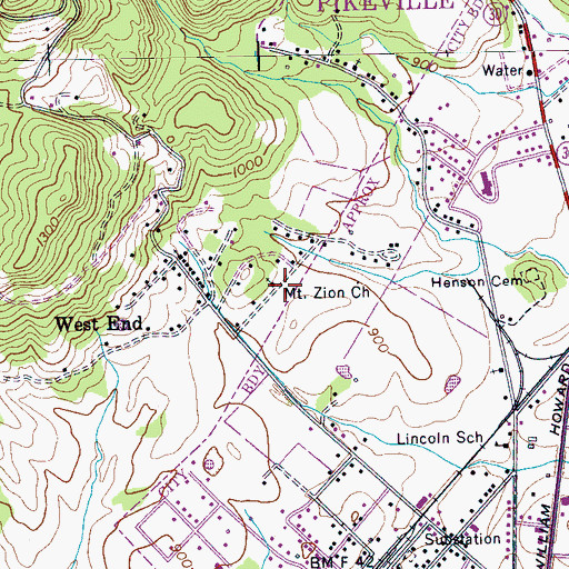 Topographic Map of Mount Zion Church, TN