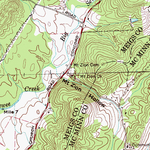 Topographic Map of Mount Zion Church, TN