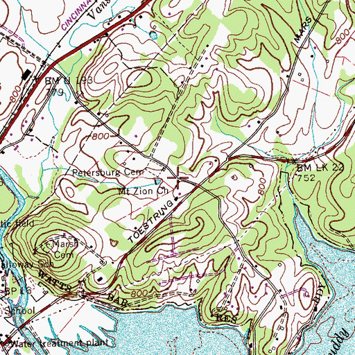 Topographic Map of Mount Zion Baptist Church, TN