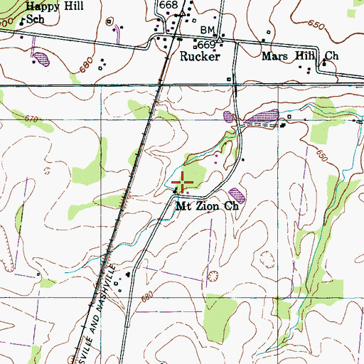 Topographic Map of Mount Zion Baptist Church, TN