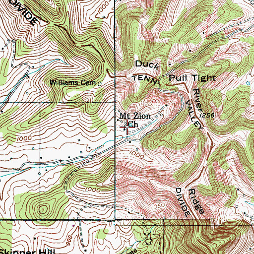 Topographic Map of Mount Zion Church, TN