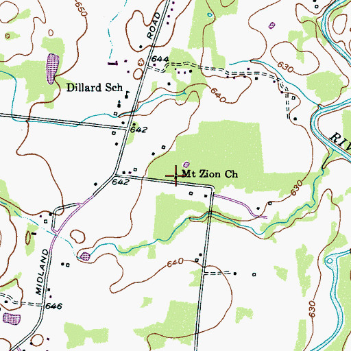 Topographic Map of Mount Zion Baptist Church, TN