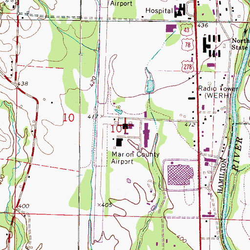 Topographic Map of Marion County-Rankin Fite Airport, AL