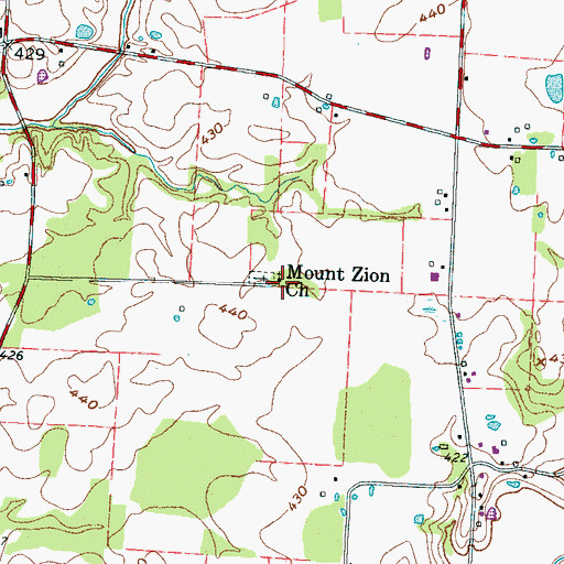 Topographic Map of Mount Zion Church, TN