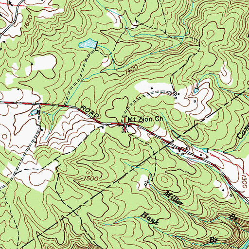 Topographic Map of Mount Zion Baptist Church, TN