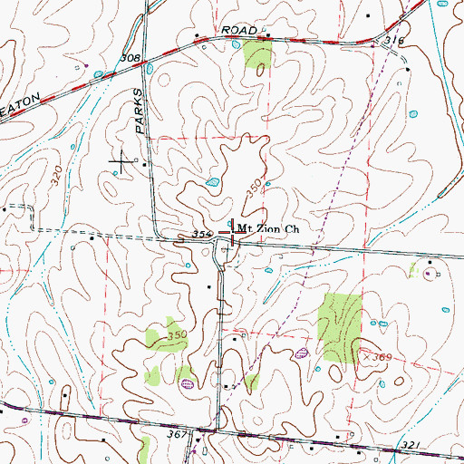 Topographic Map of Mount Zion Church, TN