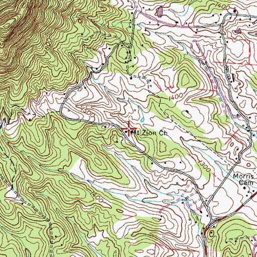 Topographic Map of Mount Zion Church, TN