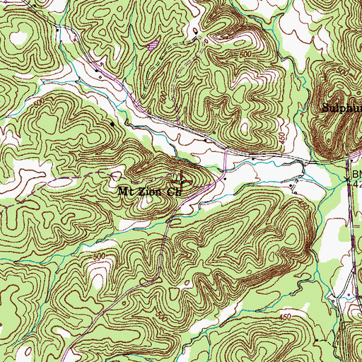Topographic Map of Mount Zion Baptist Church, TN