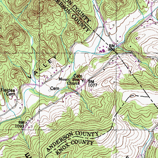 Topographic Map of Mount Zion Church, TN