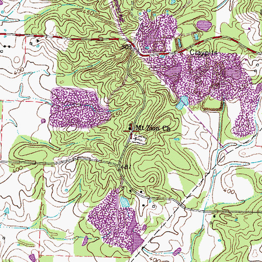 Topographic Map of Mount Zion Church, TN