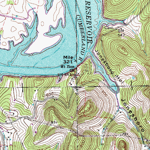 Topographic Map of Mount Zion Church, TN