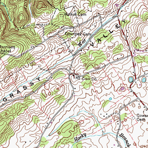 Topographic Map of Mount Zion Baptist Church, TN