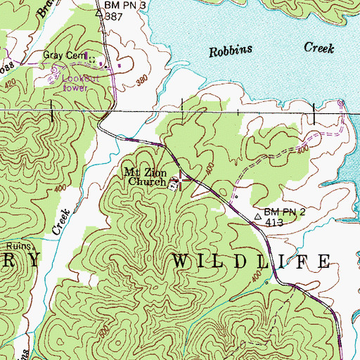 Topographic Map of Mount Zion Church, TN