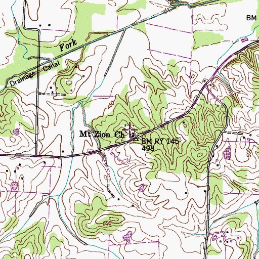 Topographic Map of Mount Zion Church, TN