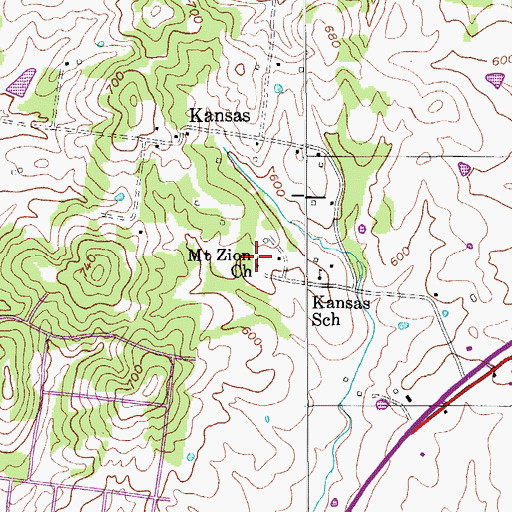 Topographic Map of Mount Zion Church, TN