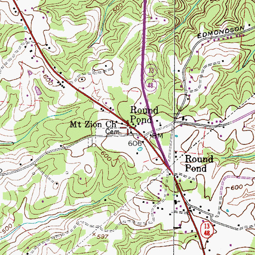 Topographic Map of Mount Zion Baptist Church, TN