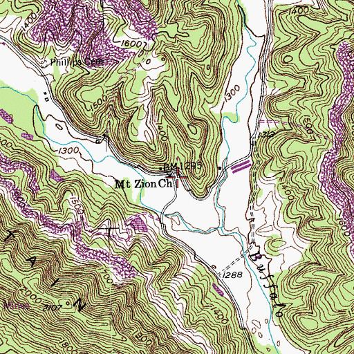 Topographic Map of Mount Zion Baptist Church, TN