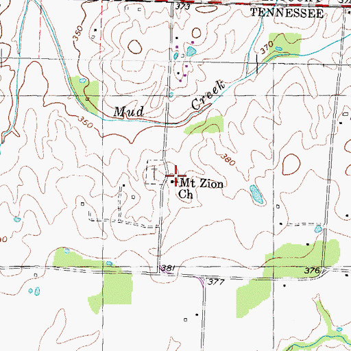Topographic Map of Mount Zion Church, TN