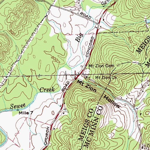 Topographic Map of Mount Zion Hollow, TN