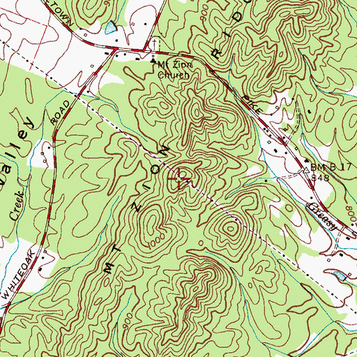 Topographic Map of Mount Zion Ridge, TN