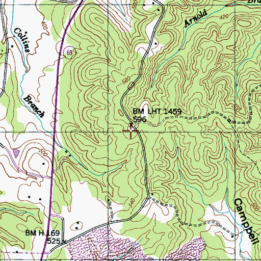 Topographic Map of Mountain Oak School, TN