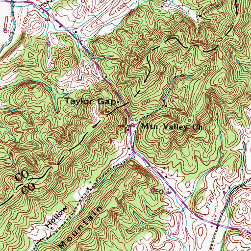 Topographic Map of Mountain Valley Church, TN