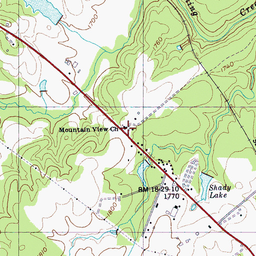 Topographic Map of Mountain View Church, TN
