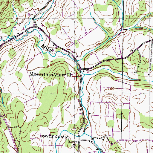 Topographic Map of Mountain View Church, TN
