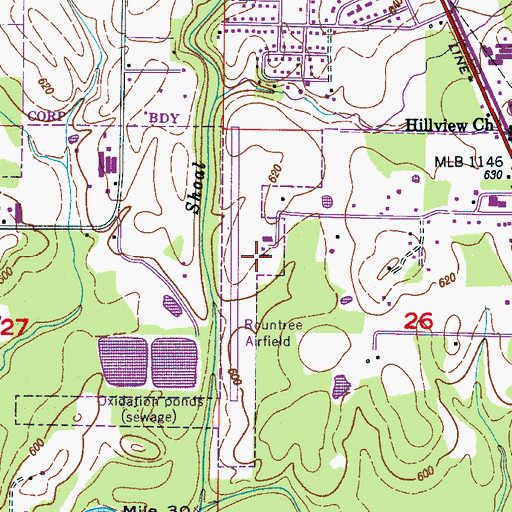 Topographic Map of Hartselle-Morgan County Regional Airport, AL
