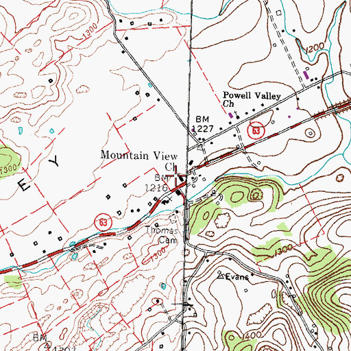 Topographic Map of Mountain View United Methodist Church, TN