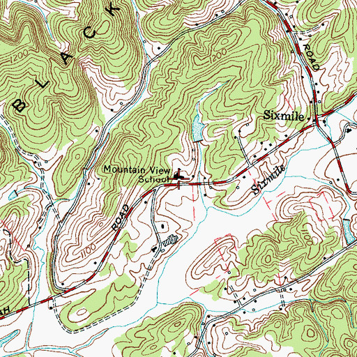 Topographic Map of Mountain View School, TN