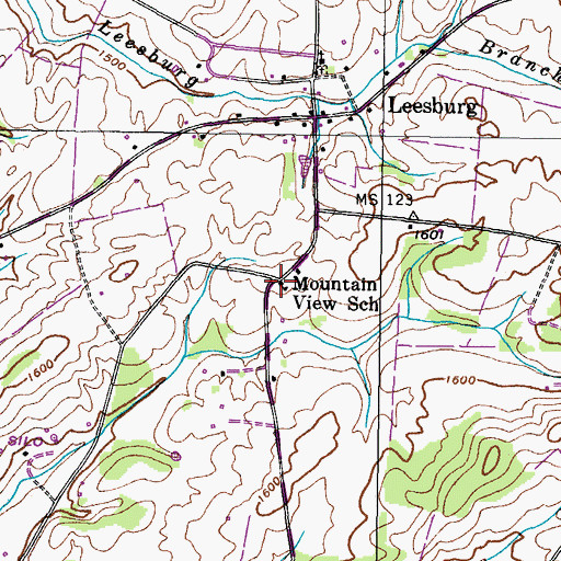 Topographic Map of Mountain View School, TN