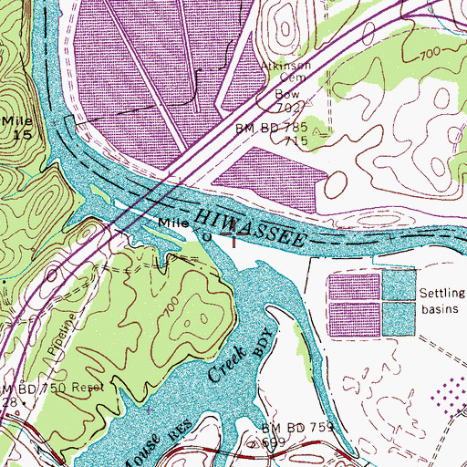 Topographic Map of Mouse Creek Valley, TN