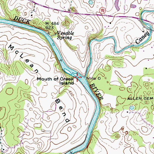 Topographic Map of Mouth of Creek Island, TN