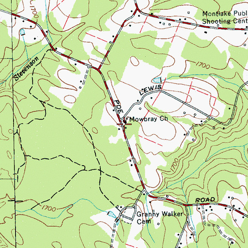 Topographic Map of Mowbray Church, TN